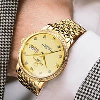 carnival famous brand top mens watches luxury gold rhinestone watch automatic mechanical golden steel men clock sapphire