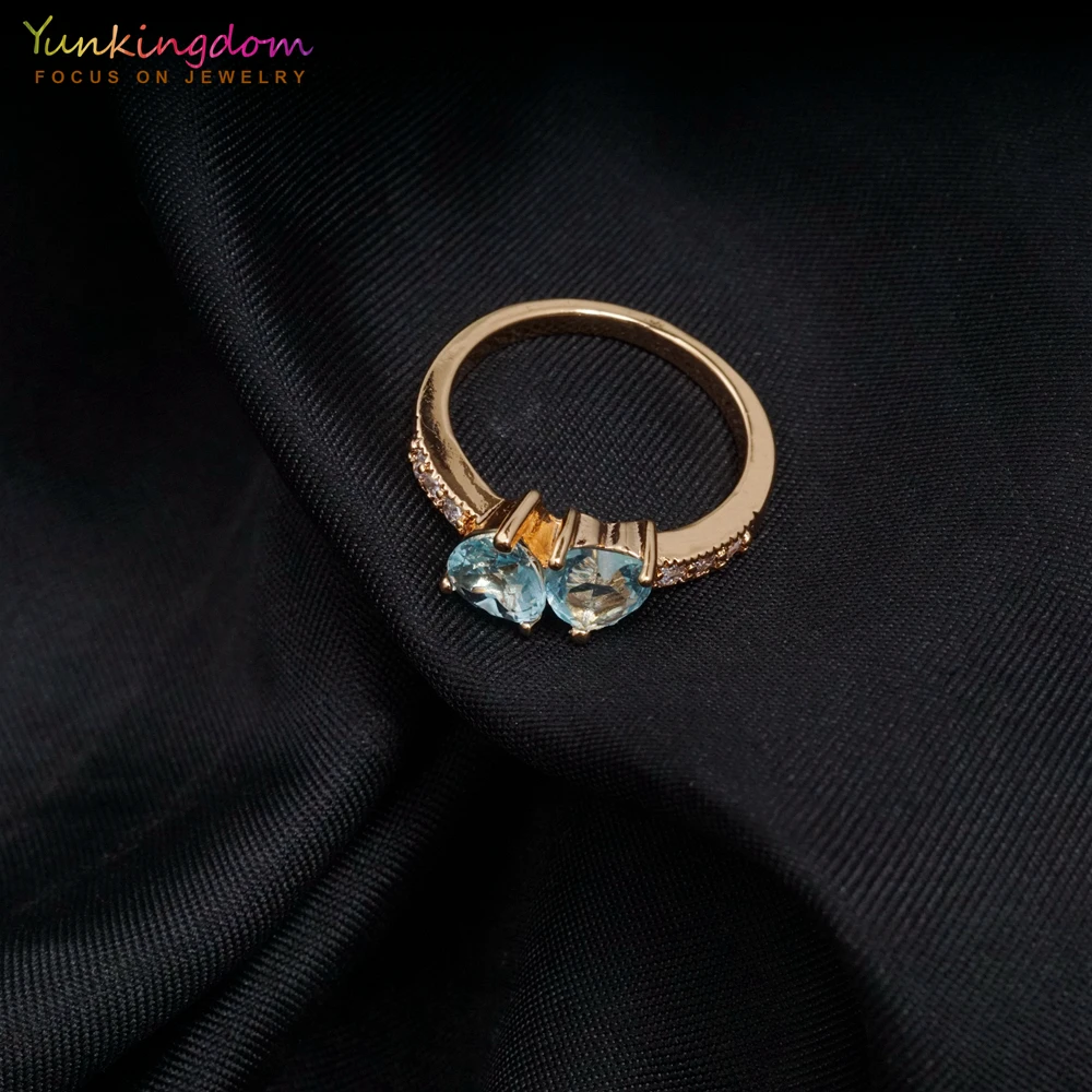 Женское золотое кольцо с сердечком обручальное фианитом 2 шт.|blue ring|fashion ringsring fashion