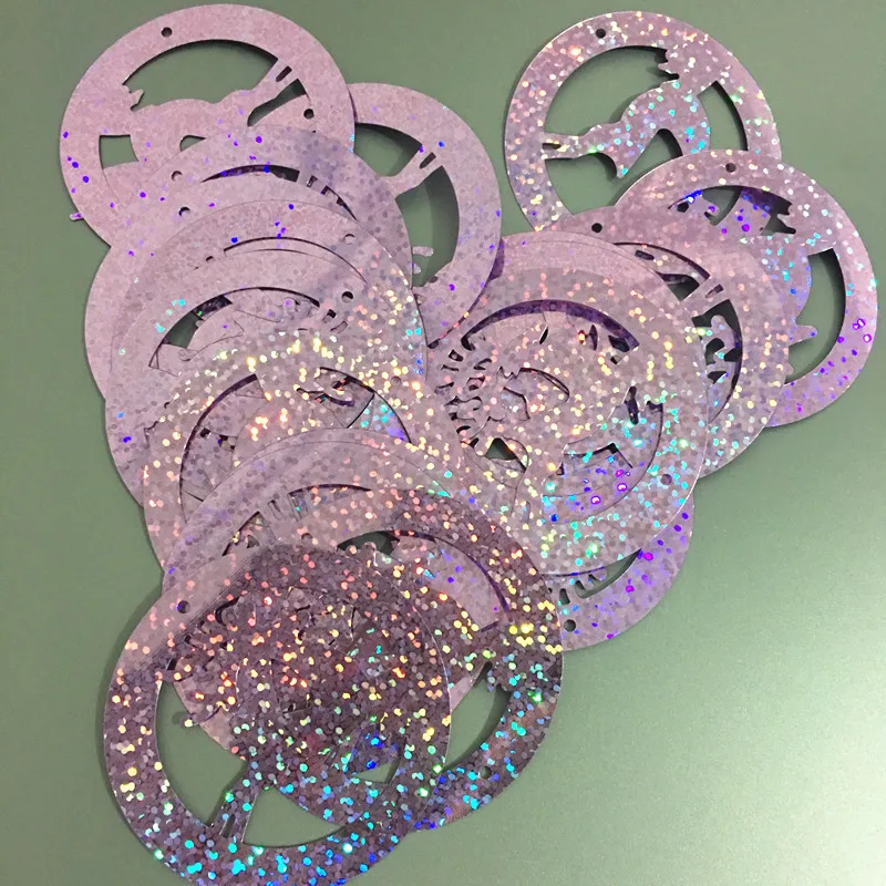 20шт сиреневый лазер большой плоский круглый Рождественский олень блестки 55 мм