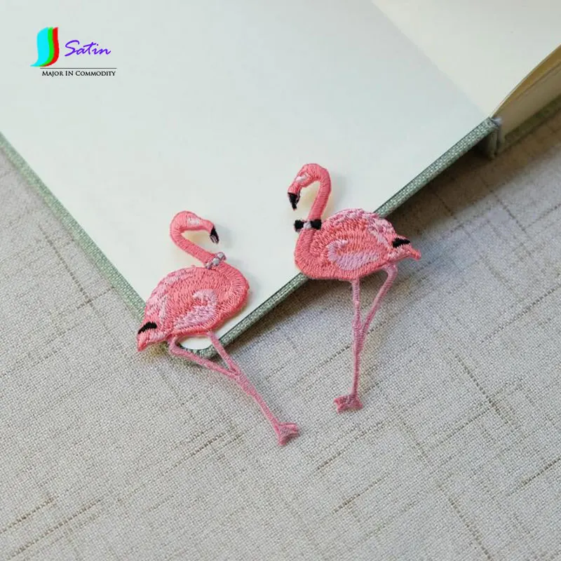 Couples Size 2 Japanese Embroidery Flamingo Patch Cloth Stickers Accounting Fashion 6*3CM And 8*4.2cm S180P | Дом и сад