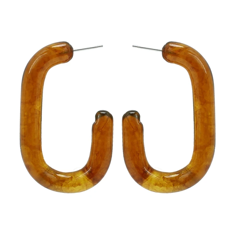 8Seasons Punk Style Coffee Color Resin U-Shaped Drop Earrings For Women Club Party Simple Dangle Jewelry Accessories | Украшения и