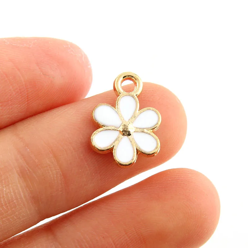 Подвески с белой эмалью Calliopsis 10 шт. подвески золотого цвета из сплава