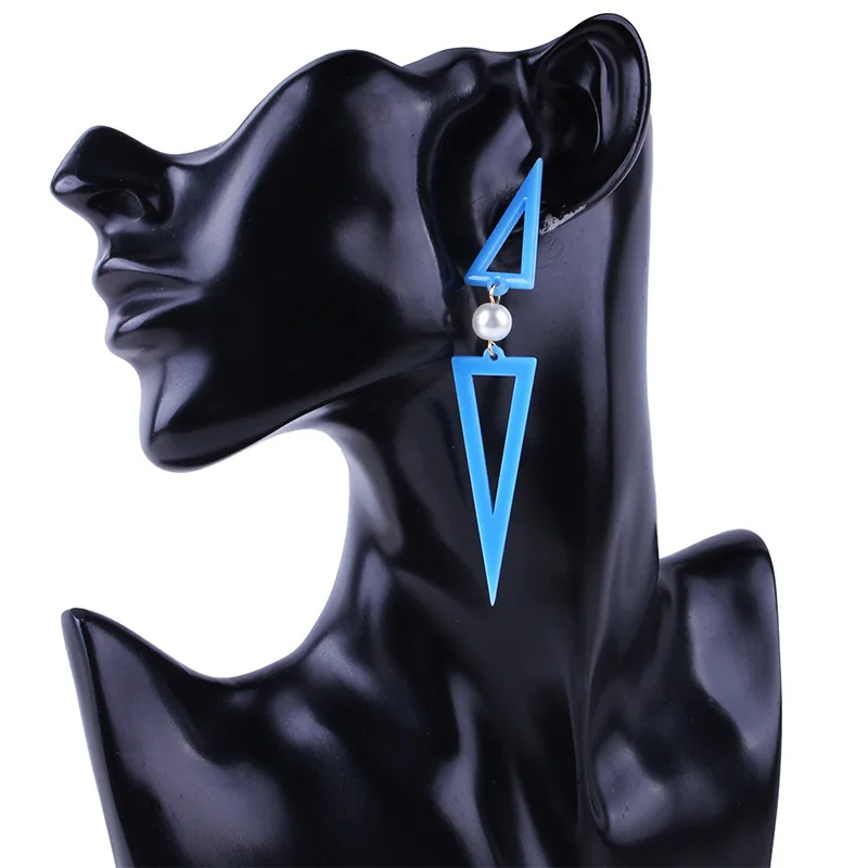 Мода новый размер двойной треугольник серьги Новая форма перл Геометрическая