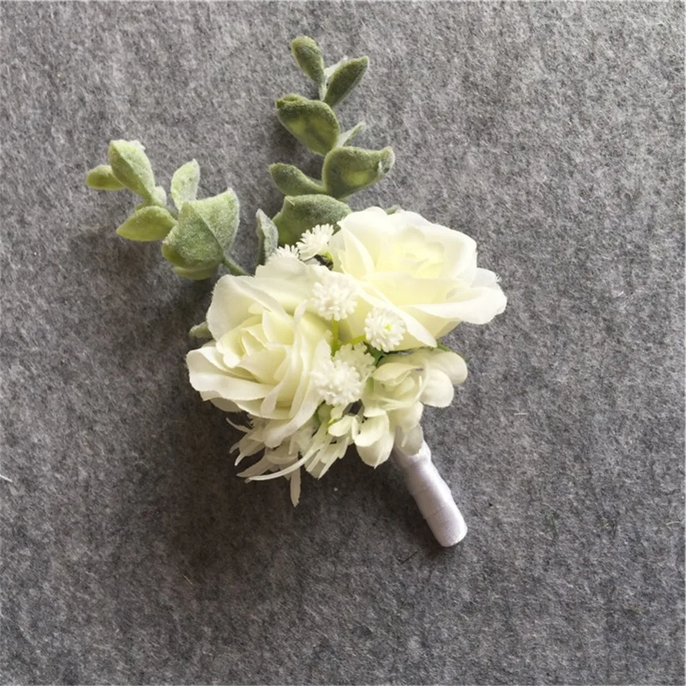 WeddingBobDIY artificial wedding flower Best man Boutonnieres groom Buttonholes Men Corsage prom party suit accessory decoration | Дом и сад