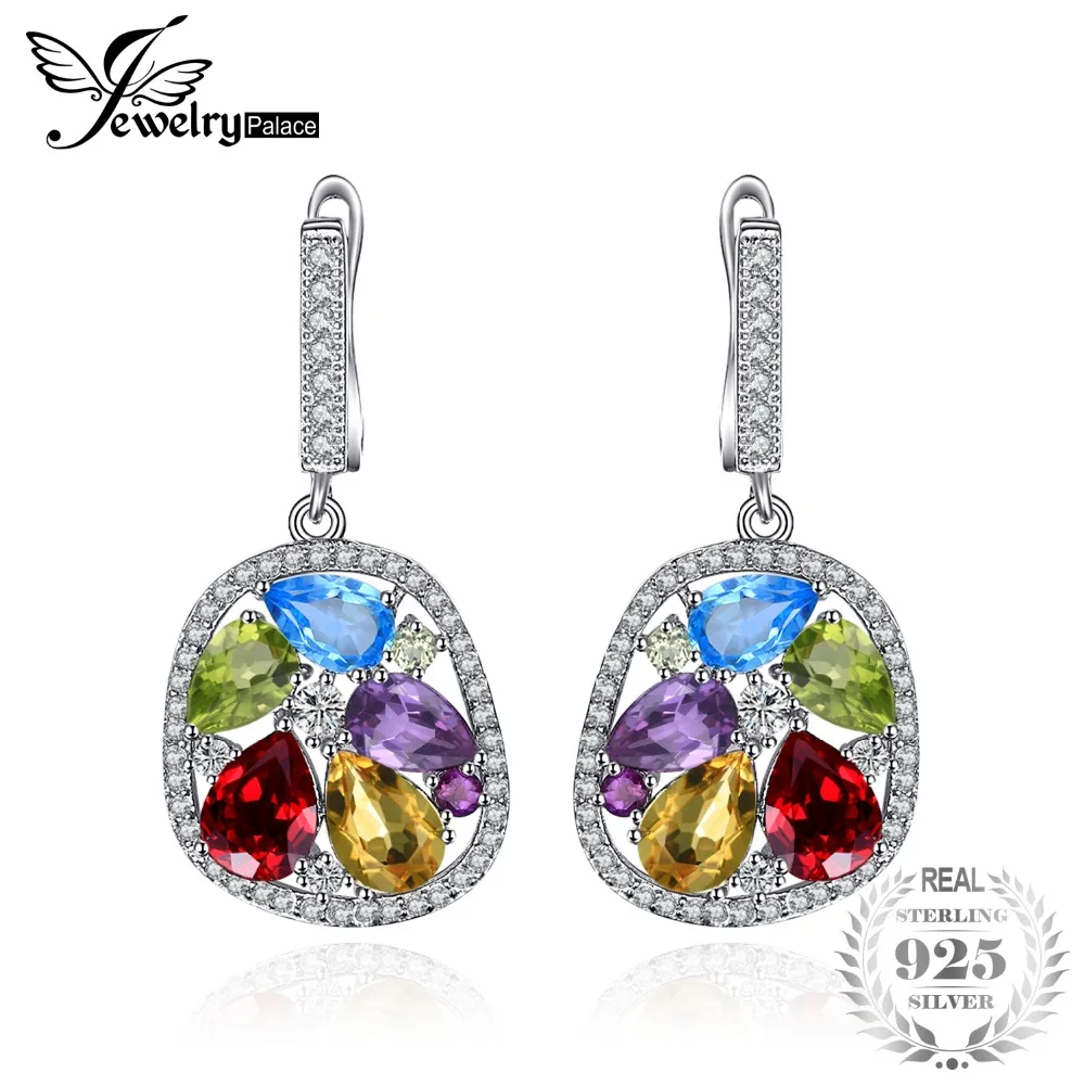 Jewelrypalace Роскошные 5.3ct Подлинная Аметист гранат перидот Голубой топаз падения
