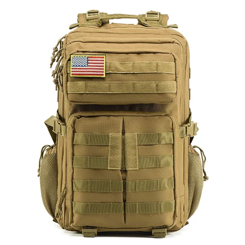 KHAKI Открытый 40L военный тактический рюкзак армейские рюкзаки 3 дня штурмовой пакет Система переноски военного снаряжения рюкзак для охота, треккинг Сумка для кемпинга - Цвет: KHAKI