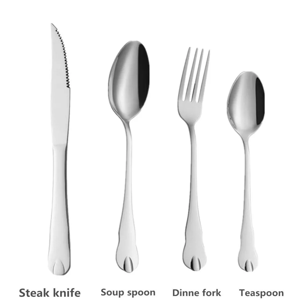 Портативный набор столовых приборов из нержавеющей стали 4 шт./лот|set tableware|silver