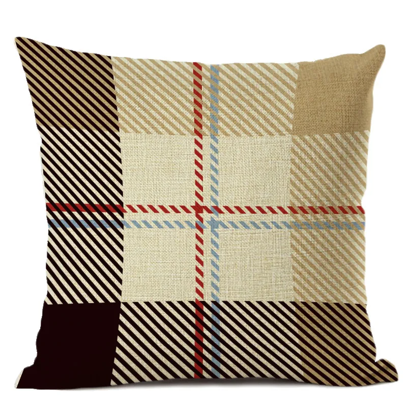 Red striped Plaid cushion linen cotton Bohemian girl home decoration pillowcase sofa pillow office chair waist 45x45cm | Дом и сад
