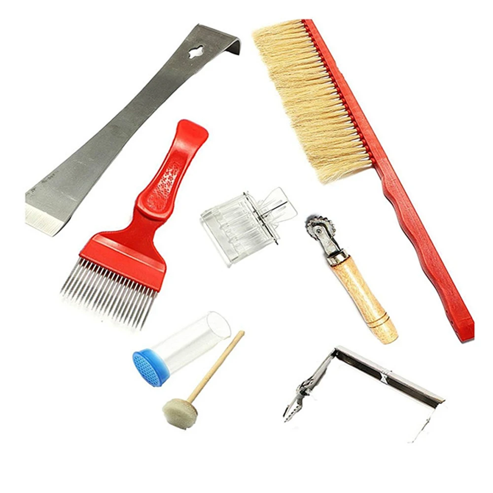 

7PCS Beekeeping Tools Kit Bee Hive Smoker Bee Brush Queen cage Uncapping Fork Beekeeping Accessory