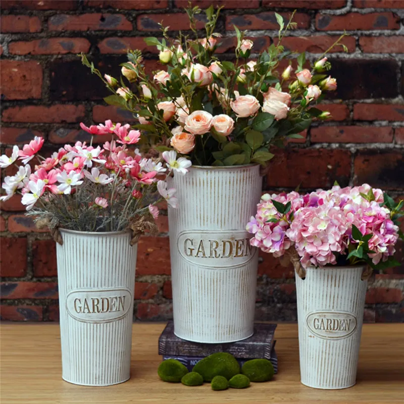1 шт., пасторальный стиль, ручная роспись, металлические ведра, искусственные цветочные горшки, аксессуары для оформления цветов, Декор для дома и сада
