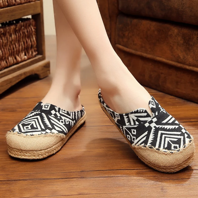 2020 летние сандалии на плоской подошве Национальная обувь из конопли Женская