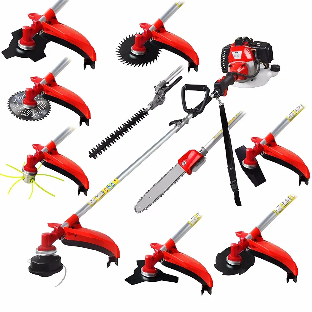 Multi 52CC 2-strokes 10 in 1 Multi brush cutter grass trimmer lawn mower tree pruner tool garden work