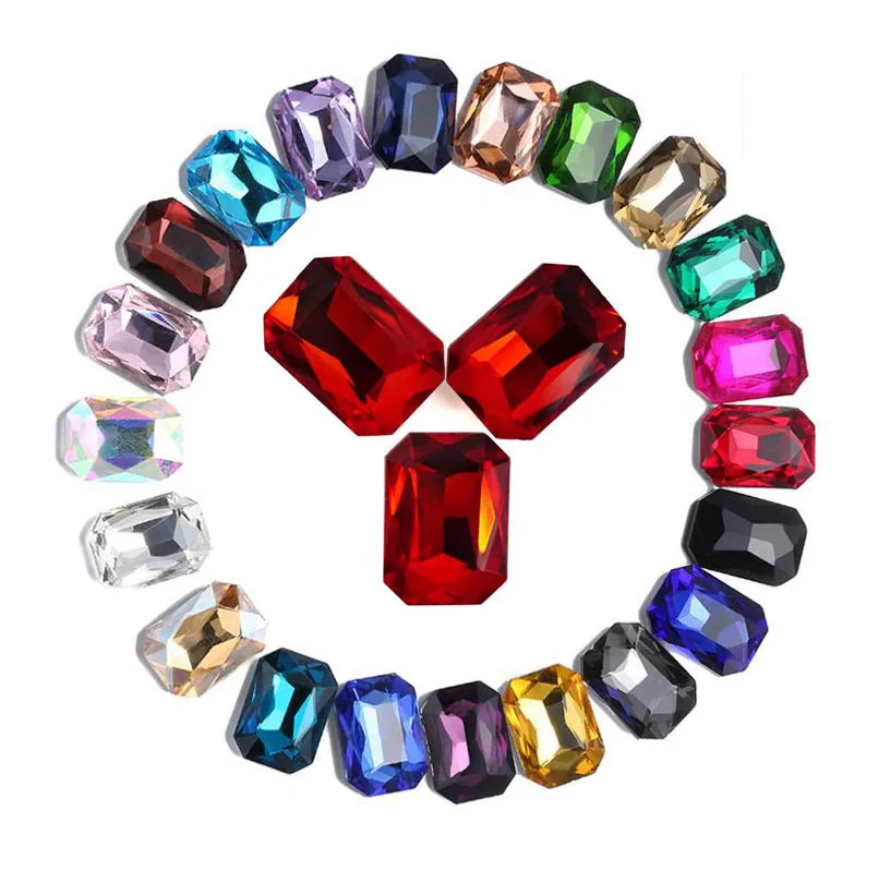 

Wholesale! Shiny Crystal Glass Rectangular Octagonal Rhinestones 100pcs/Lot+Pointback Silver Plated Special Rhinestones 8x10mm