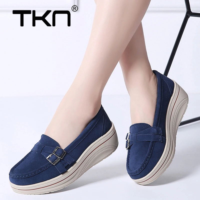 TKN/Женская обувь на плоской подошве Кроссовки платформе Повседневная из кожи и