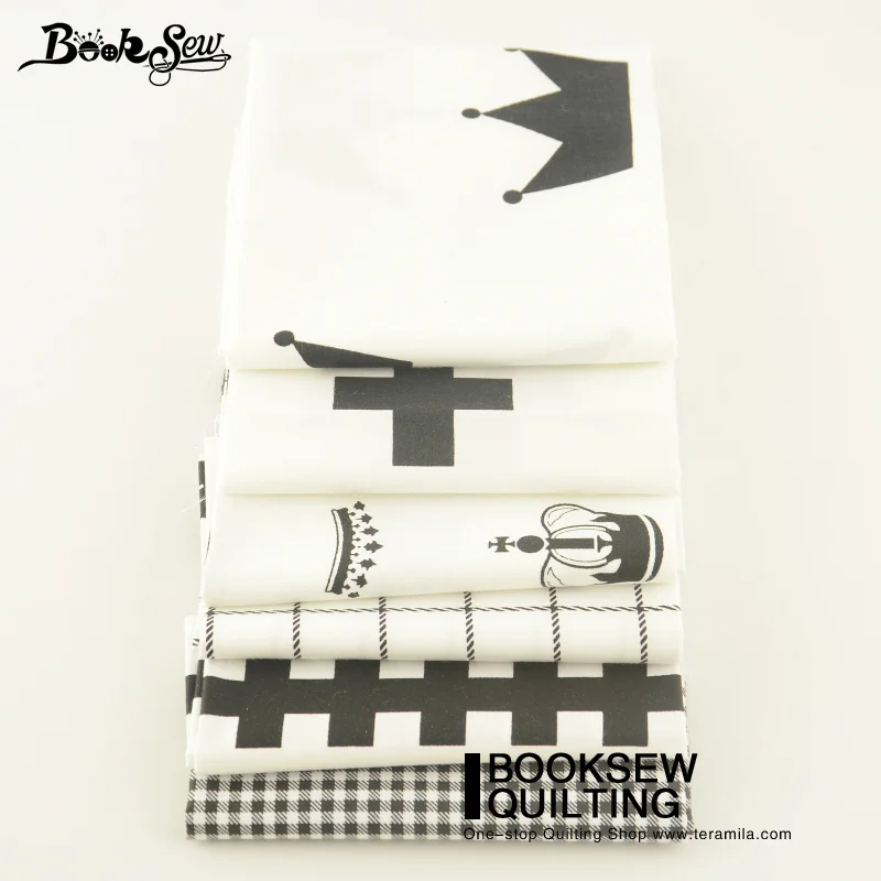 Booksew Cotton Fabric Fat Quarter Bundle 6PCS/Lot Sewing Patchwork Baby Pillow Bed Sheet Crown Checks Design Cloth Home Textile|fat quarter