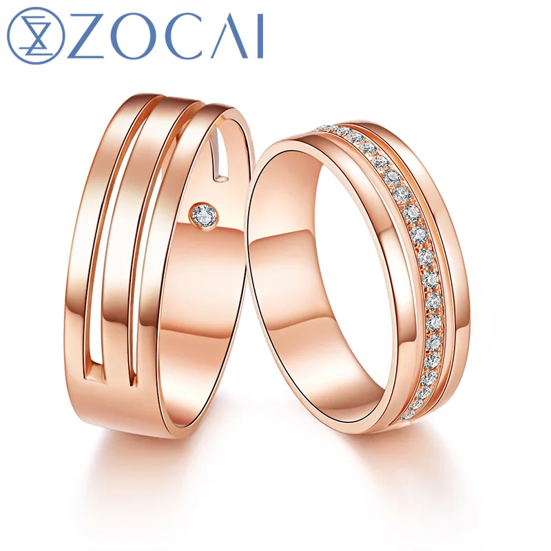 

ZOCAI REAL GENUINE DIAMOND 0.17 CT CERTIFIED I-J /SI DIAMOND HIS AND HERS WEDDING BAND SETS ROUND CUT 18K ROSE GOLD Q00970AB