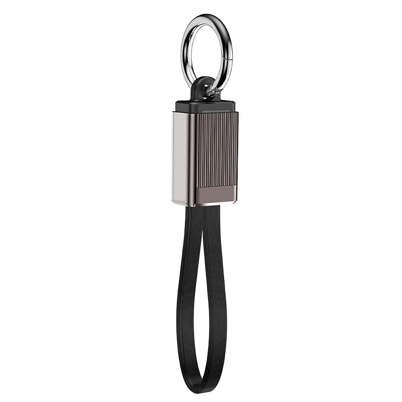 Черный Cafele 2в1 брелок USB кабель для iPhone XS 8 7 6 Мини USB кабель для iPhone 6 7 8 XS Max алюминиевый сплав брелок зарядный кабель - Цвет: Черный