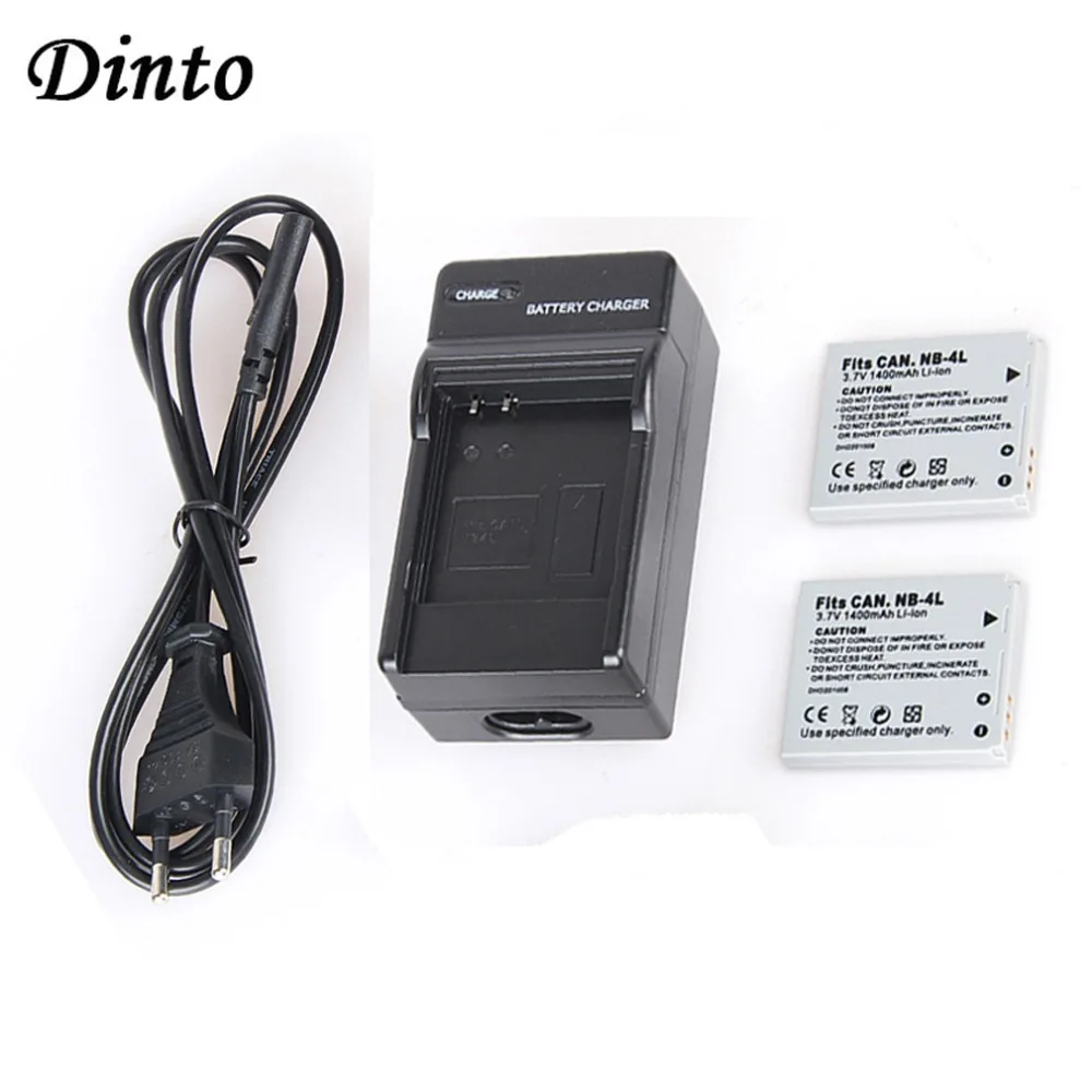 

Dinto 2pcs 1400mAh NB-4L NB4L NB 4L Rechargeable Camera Battery + EU/US Plug Charger for Canon IXUS 30 40 50 55 60 65 70 75