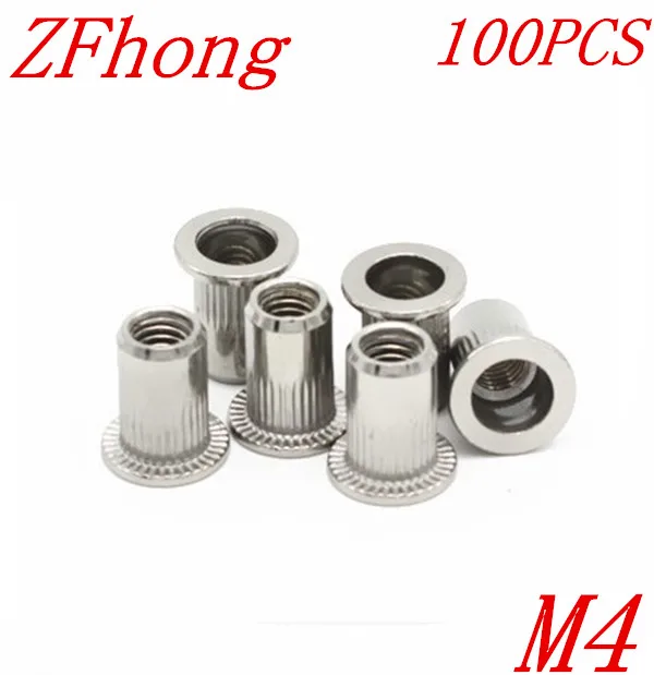 

100pcs M4 Metric thread 304 Stainless Steel Rivet Nut Rivnut Inserts Nut
