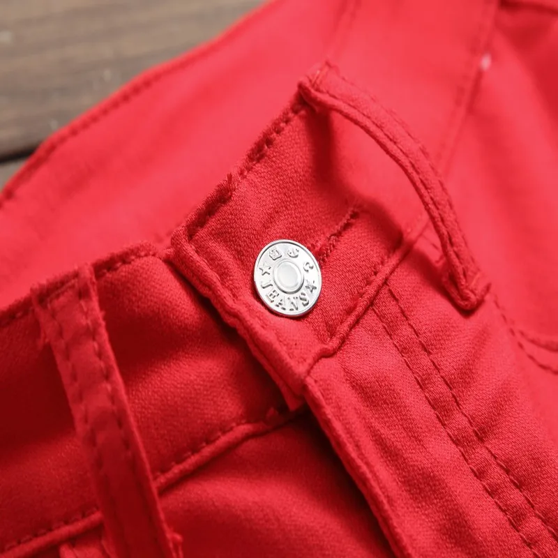 Новые модные мужские облегающие черные и красные джинсы с принтом микро