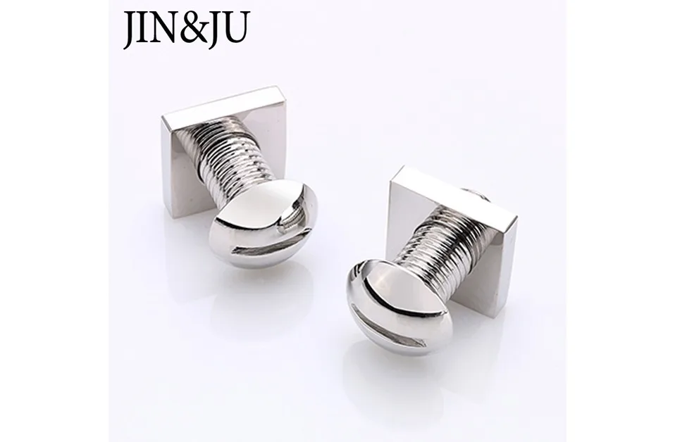JIN& JU Новые запонки с металлической гайкой для мужчин с черным пистолетным покрытием Новинка крутой винт мужской костюм рубашка Зажимы для галстука и запонки