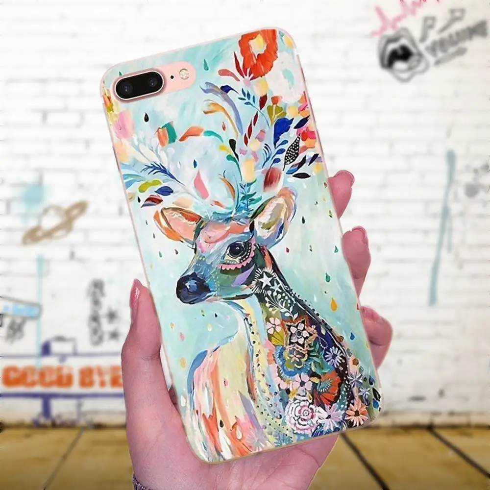 Специально для Apple iPhone X XS Max XR 4 5 5C 6 6S 7 8 Plus акварельная живопись оленем тигром