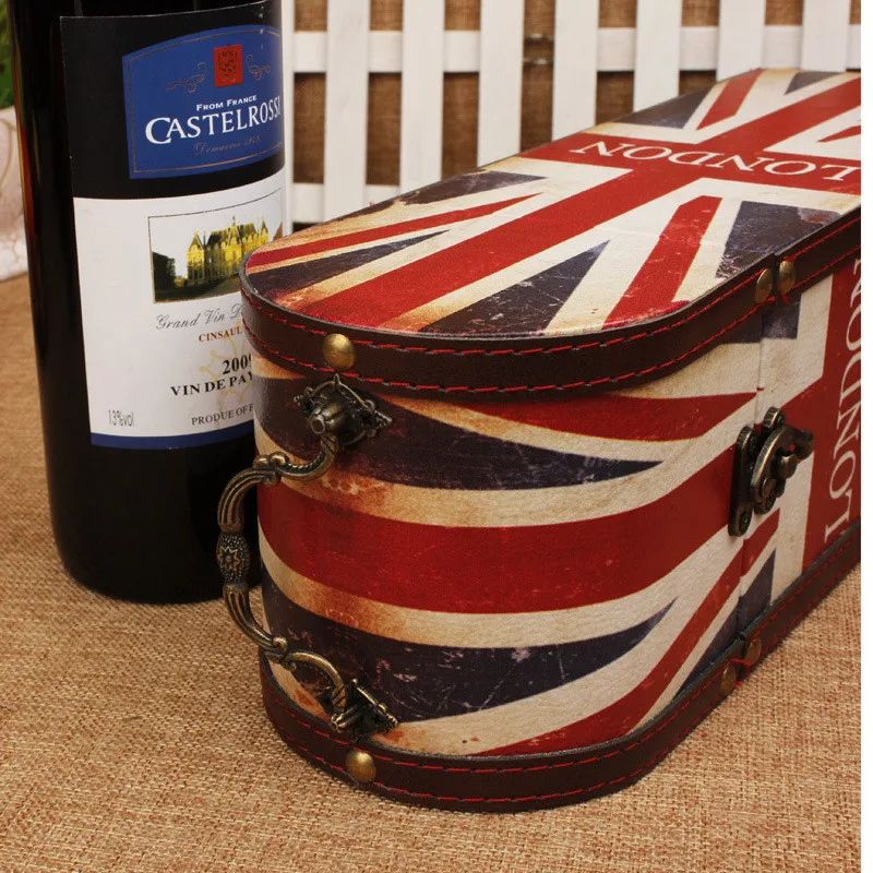 Антикварная коробка красного вина винтажный кожаный флаг Лондона изысканный