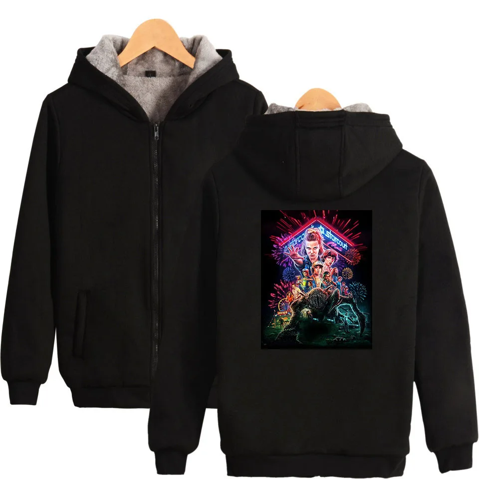 

Winter Jacket Men TV Show Stranger Things Thicken Zipper Hooded Sweatshirt Outwear Warm Coat Women Tumblr Clothing Streetwear