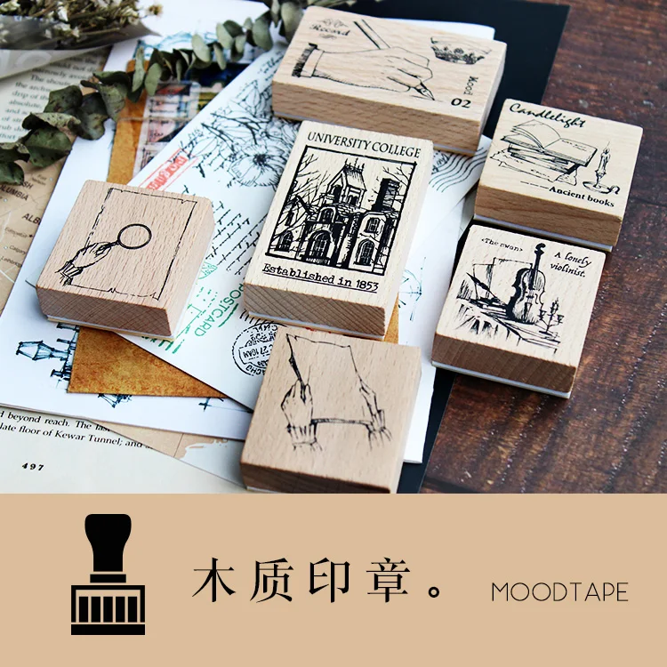 Moodtape винтажный деревянный прозрачный Штамп для DIY скрапбукинга/фотоальбома декоративная печать рукописный колледж скрипка резиновый штамп печать