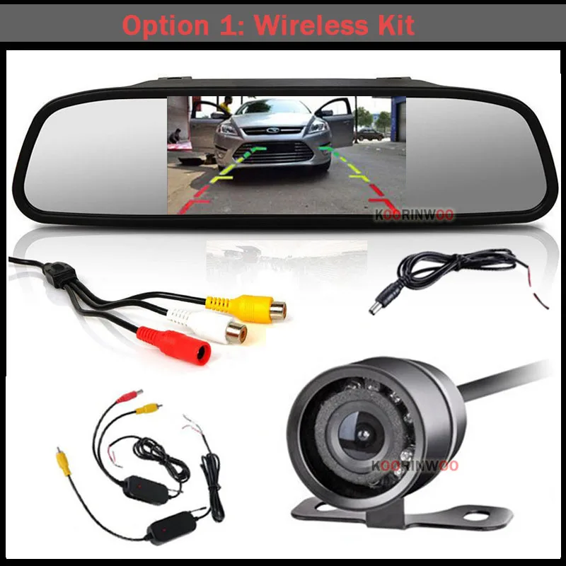 Option 1 Koorinwoo автомобильный монитор с камерой 4," TFT lcd HD экран парковочное зеркало монитор цветной 10 огней Автомобильная камера заднего вида резервный маркер - Название цвета: Option 1