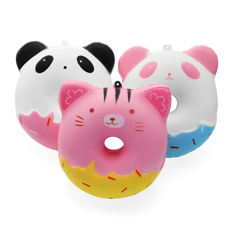 Kawaii squishy пончик панда коты Джамбо для мягких игрушек ремешки телефона медленно