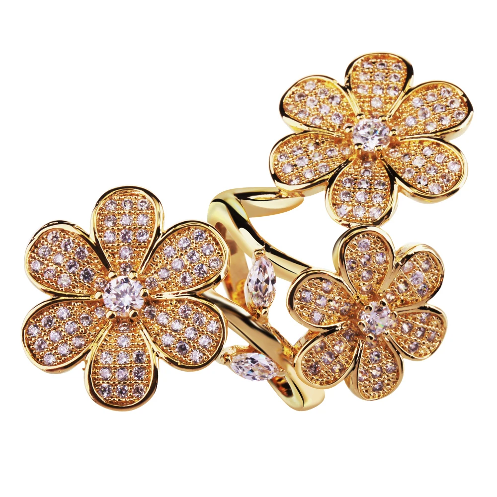 Женское кольцо с фианитом из меди|flower ring|copper ringdesigner ring |