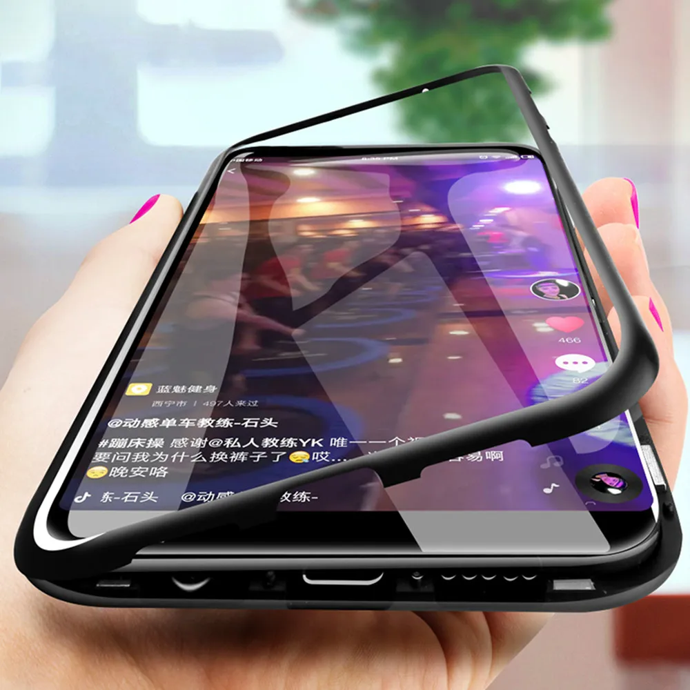 2019 New Magnetic Adsorption Metal Case For Samsung Galaxy S9 S8 Plus S7Edge Tempered Glass Back Magnet Cover Note 8 9 Cases |