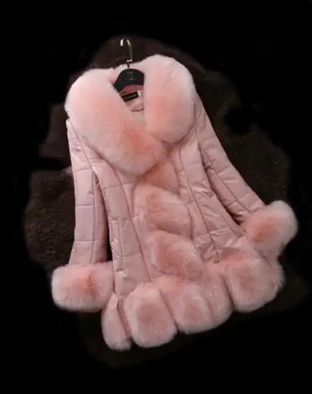 Pink Зимнее S-4XL великолепное пальто из лисьего меха, тонкое розовое и фиолетовое, синее, пальто из искусственного меха для женщин - Цвет: Pink