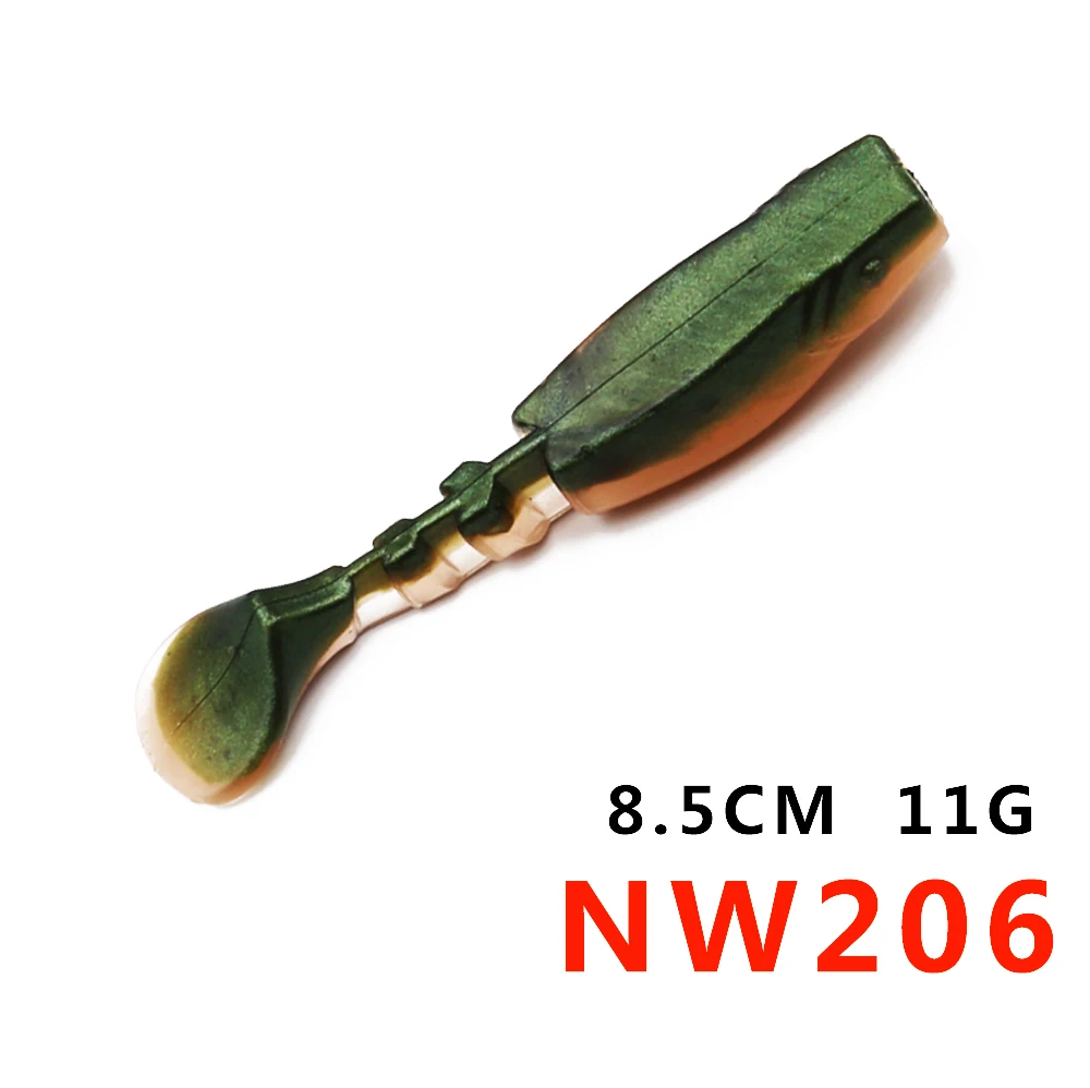 8.5cm11gNW206 Bassland мягкие пластиковые приманки рыболовные приманки для зимней рыбалки T-хвост 7,5-8,5 см 7-11g 10 видов цветов 4-5 шт./пакет Для Бас окунь Щука - Цвет: 8.5cm11gNW206