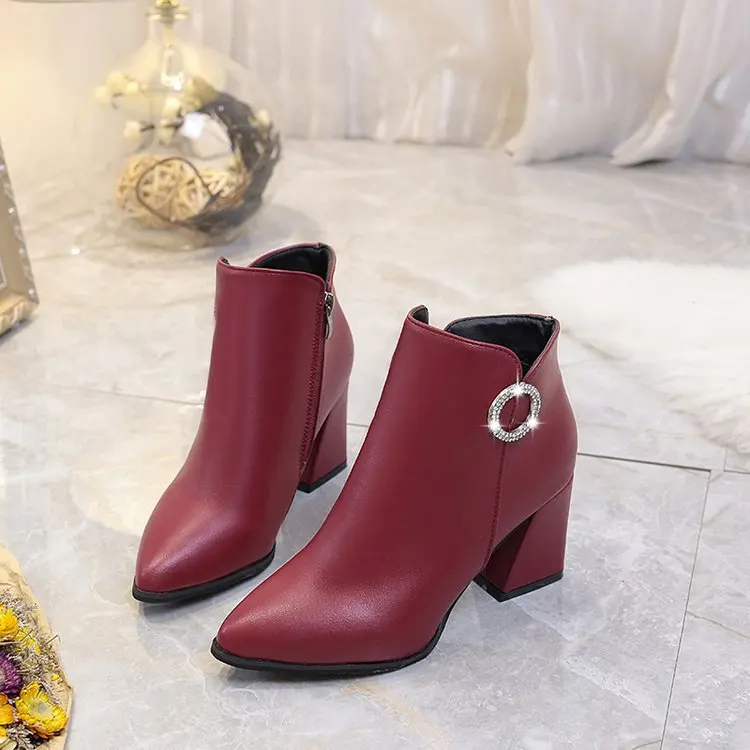 Ботильоны С Острым носком модные ботинки Челси из искусственной кожи женские на