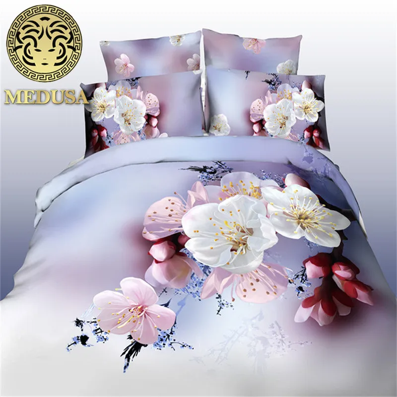 Кашемировый хлопковый 3d Рисунок красный комплект постельного белья с розой