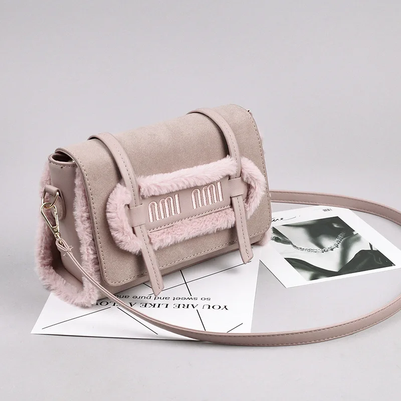 Pink Wohlbege Модные Женские Сумки из искусственной кожи, маленькие квадратные сумки, индивидуальные 4 цвета, шерстяные декоративные сумки через плечо - Цвет: Pink