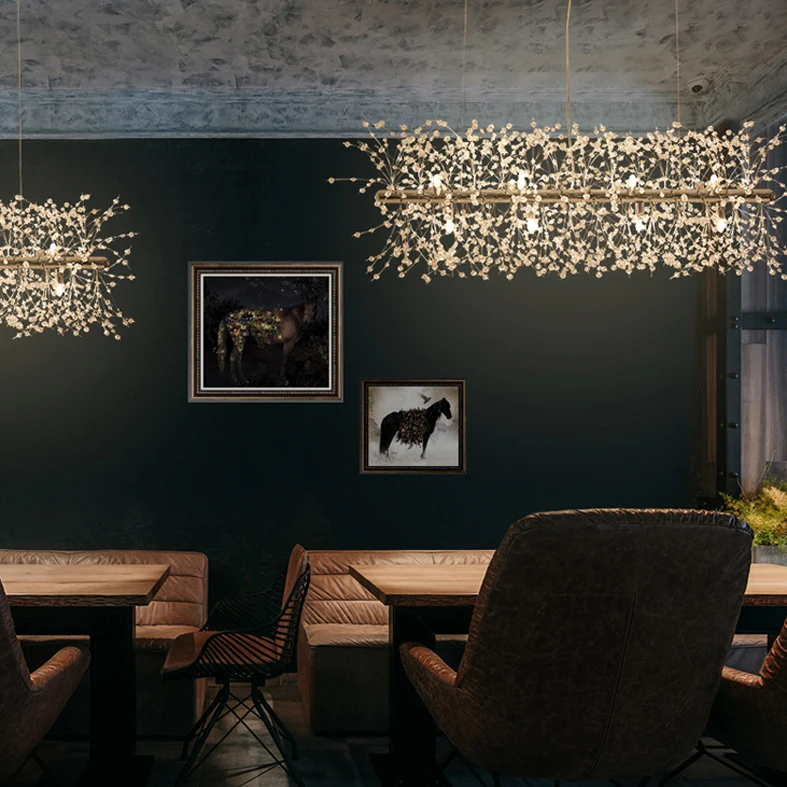 LED Modern Crystal Pendant Lights Fixture European Romantic Flower Dandelion Hanging Lamps Shopping Mall Hotel Dining Room Light | Лампы и