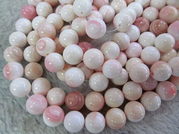 

4-12mm full strand high quality natural conch shell round ball pink red jewelry beads