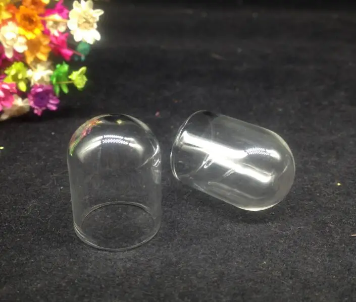 

10pcs 25*18mm Clear empty glass Message Wish Bottle Tube jar glass vial cover dome globe bubble diy necklace pendant accessories