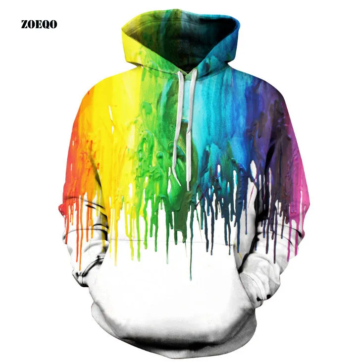 ZOEQO Новый Краски цифровой печати падение унисекс 3D толстовки Для мужчин/Для