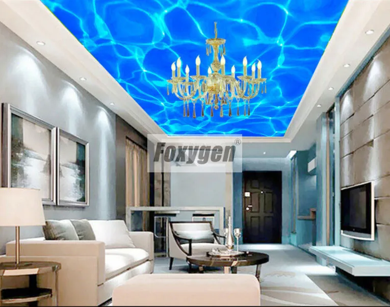 

Foxygen ceiling and wall decoration materials PVC Suspended false stretch ceiling system abstract Water Designs