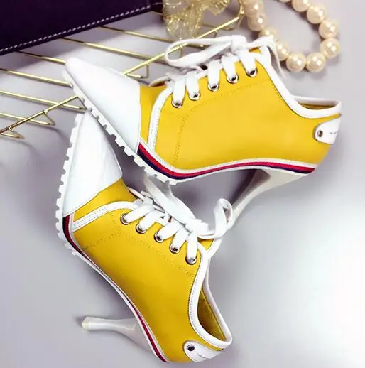

Women Pumps European High Heels 8.5CM Leather Casual Candy Color Pointed Toe Women Shoes Bovine Skin With Rubber Singles Shoes