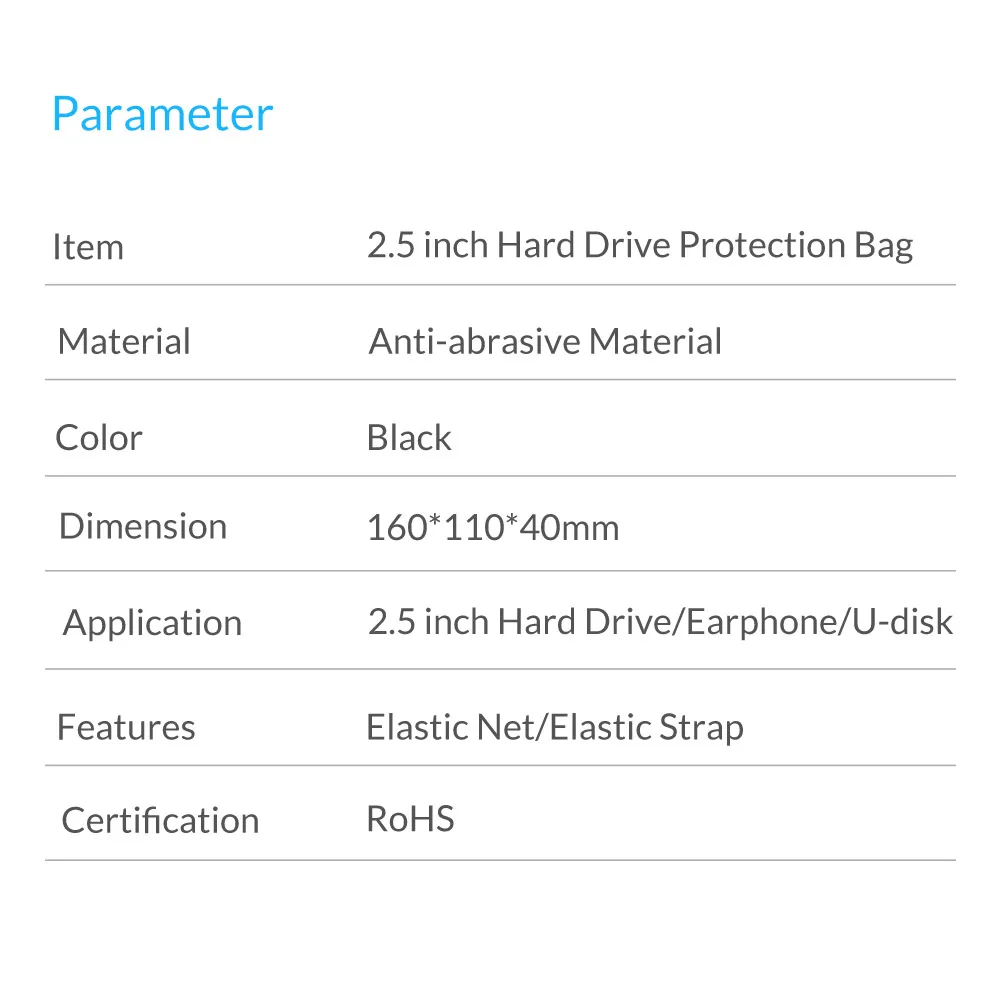 ORICO 2,5 дюймов Внешний жесткий чехол для хранения HDD SSD сумка или Seagate samsung жесткий диск внешний аккумулятор USB кабель зарядное устройство Внешний аккумулятор чехол
