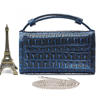 Crocodile Blue TOPHIGH, модные женские кошельки-клатчи со змеиным узором, Аллигатор, натуральная коровья кожа, сумка на плечо, Длинный кошелек, женский кошелек - Цвет: Crocodile Blue