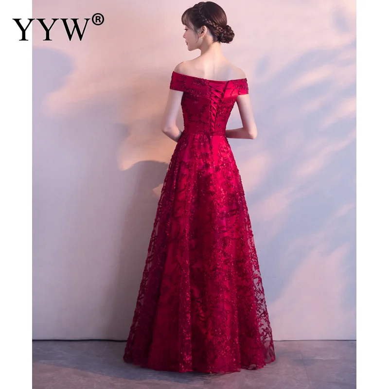 Elegant Red Floral Lace Wedding Bridal Gown Tulle Flowers Party Dresses 2020 Sexy Off Shoulder Formal Dress Fashion Long | Свадьбы и