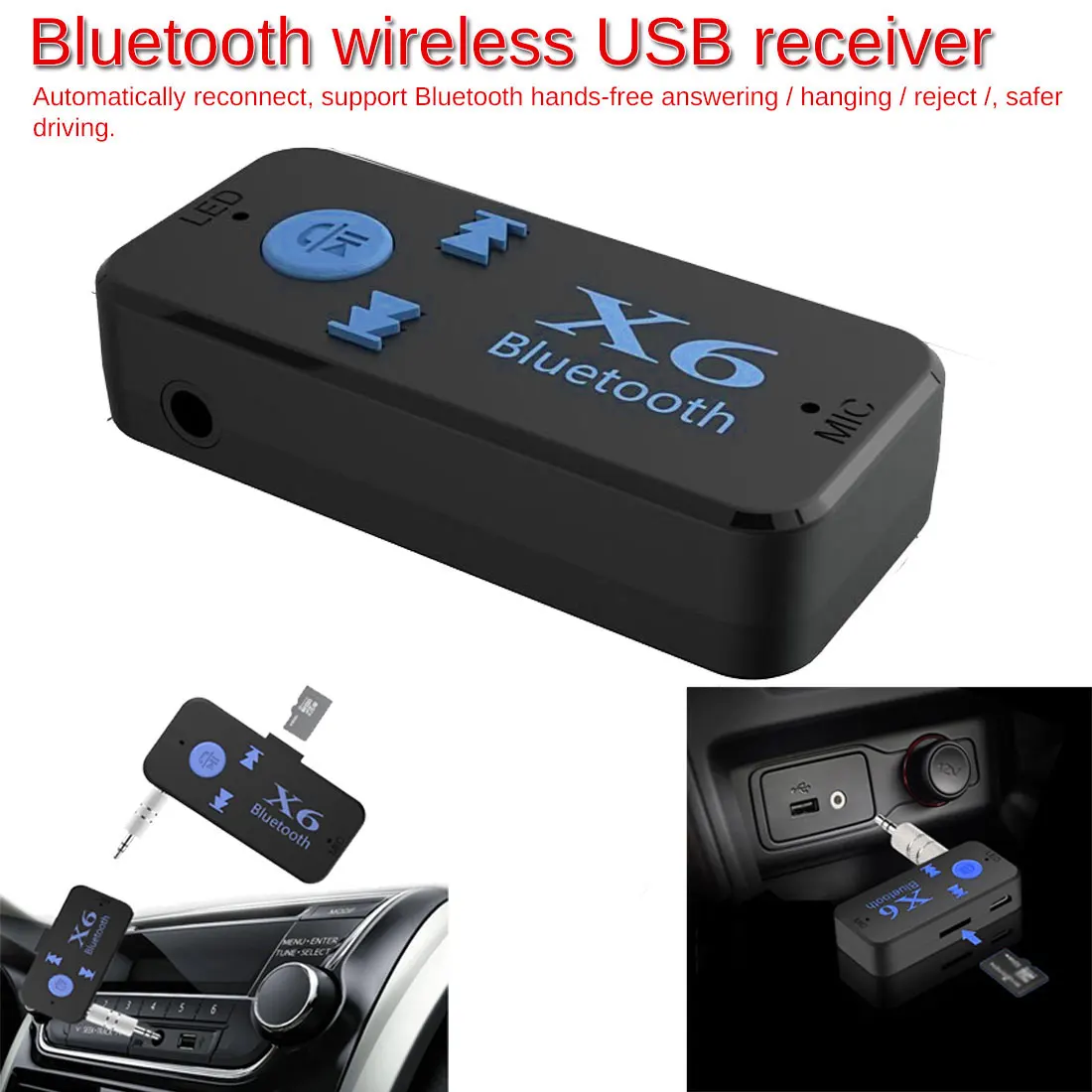 Marsnaska черный 3,5 мм разъем Aux Bluetooth 4,1 Беспроводной USB приемник Bluetooth аудио адаптер Поддержка громкой связи