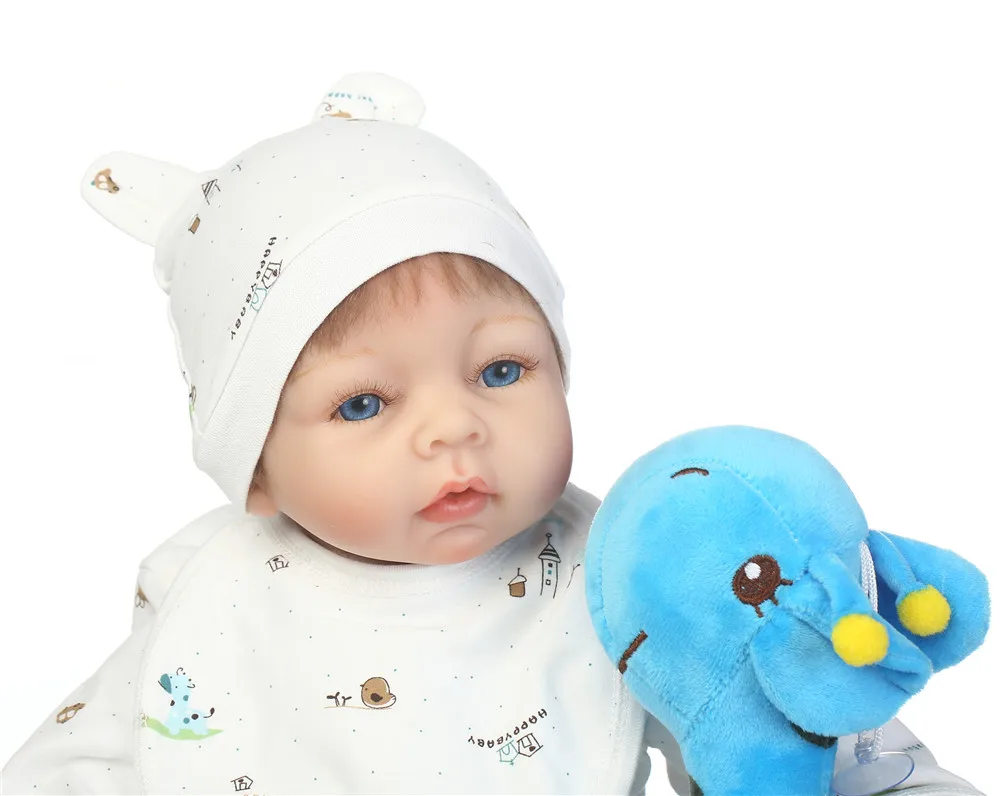 Bebe 22 дюйма reborn мягкие силиконовые куклы с синим жирафом магнитная бутылочка