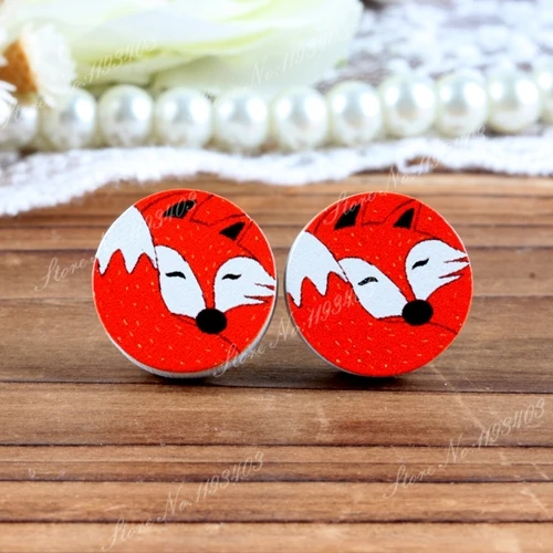 16 мм лиса круглый высокого качества фото деревянный лазерный кабошон чтобы